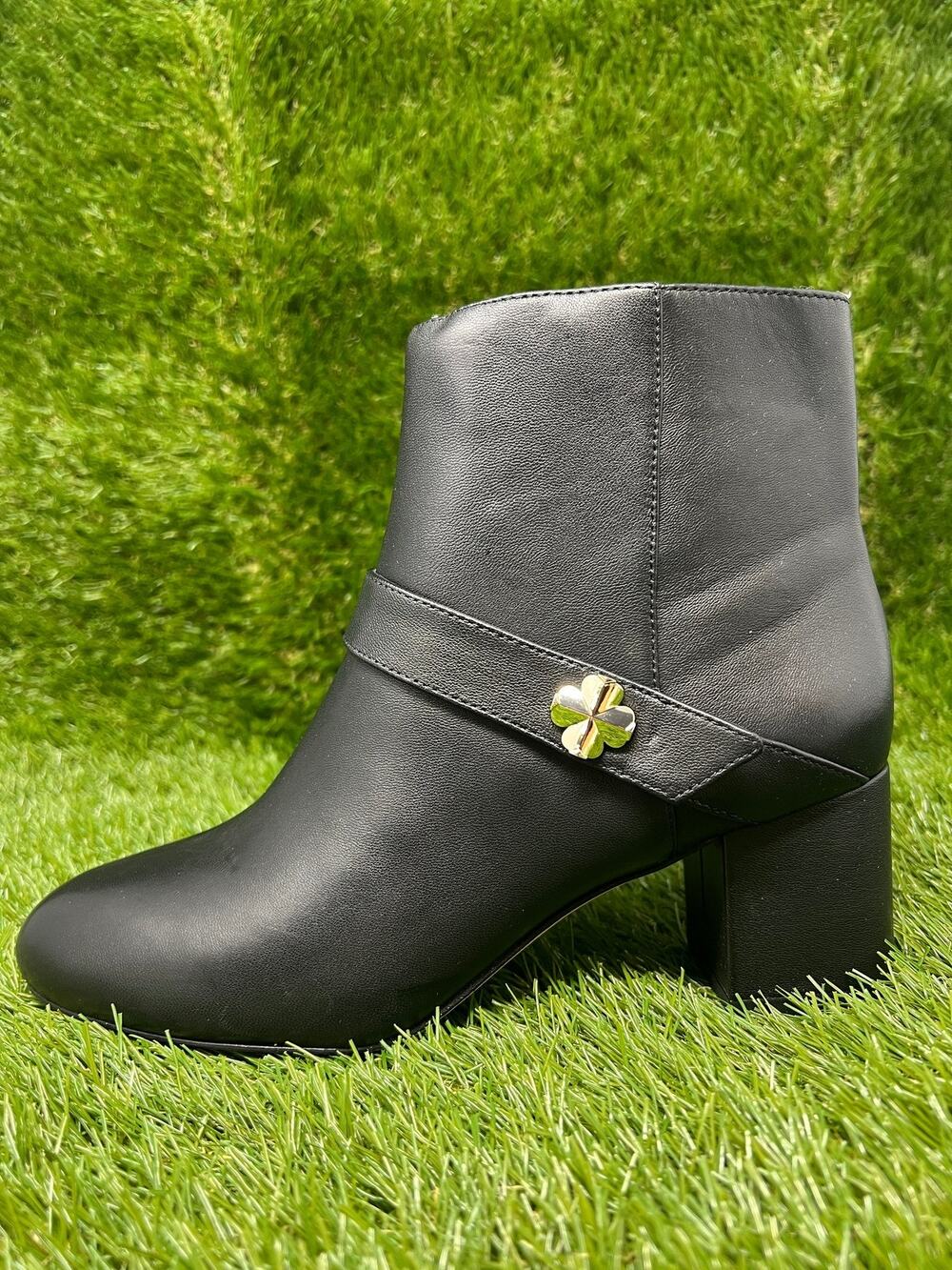 NWB Kate Spade new york Women's 8B Flower Black Block Heel Boots